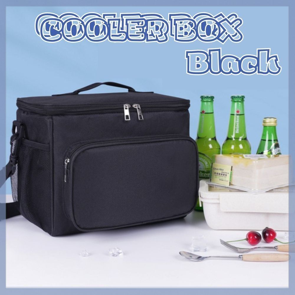 Cooler Box Insulated Bag Foldable Storage Lunch Box Large Capacity Thermal Retention Cold Retention Black