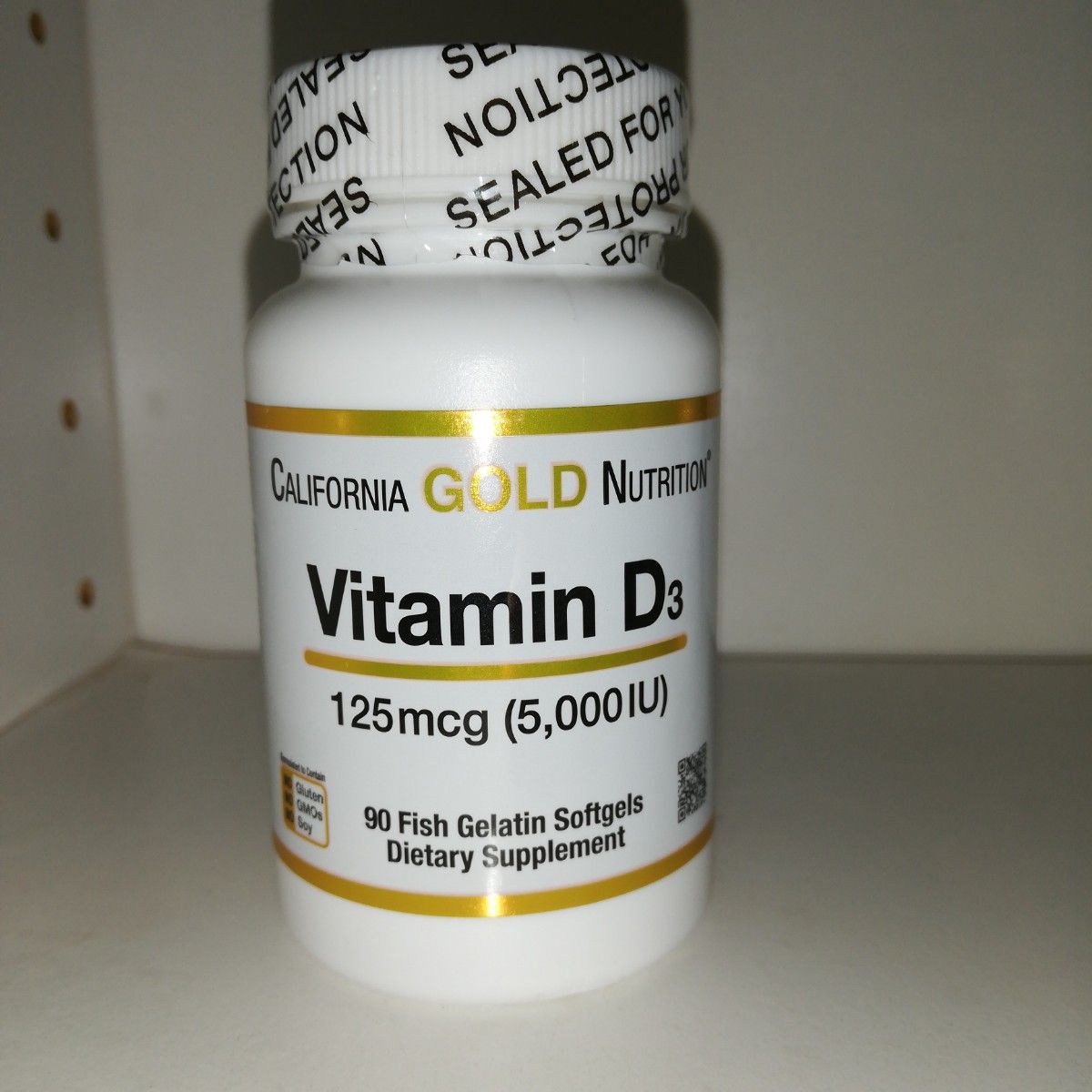 维生素D3 5000IU 125微克 90粒 加州黄金营养