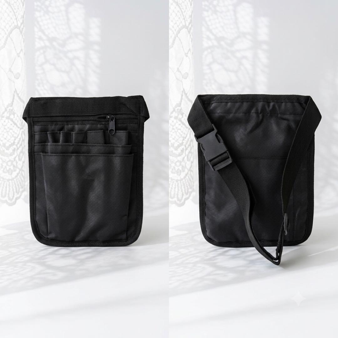 Nurse Pouch Waist Bag Medical Care Nursing Multifunctional Organizer Black Hairdresser Childcare Worker Work Use Multi-purpose