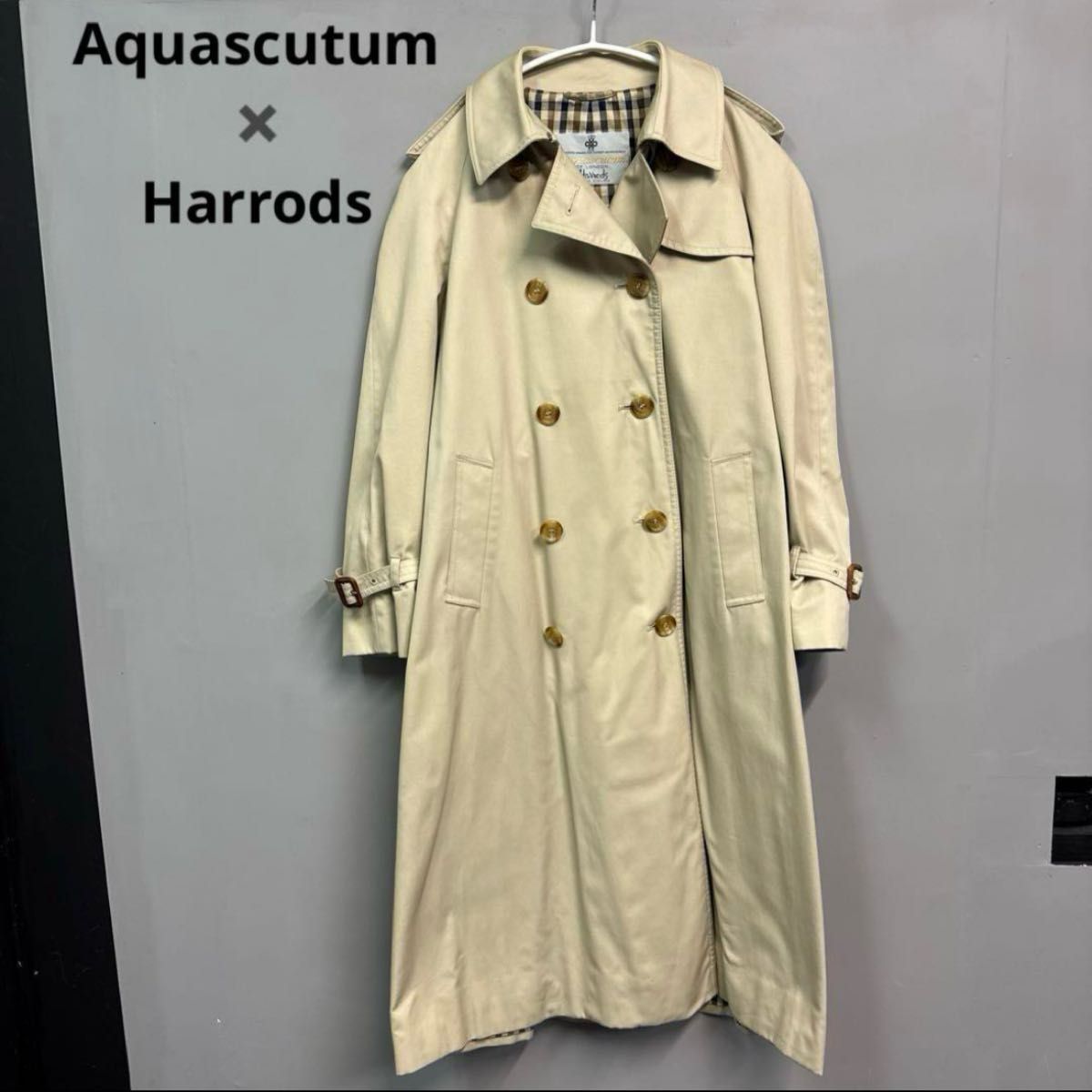 Rare Harrods Aquascutum Trench Coat Beige Aqua5