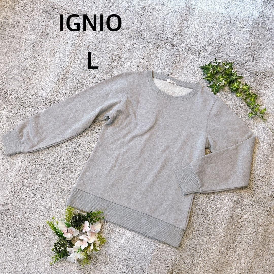 IGNIO Sweat Trainer, Gray, Size L, Long Sleeve, Crew Neck