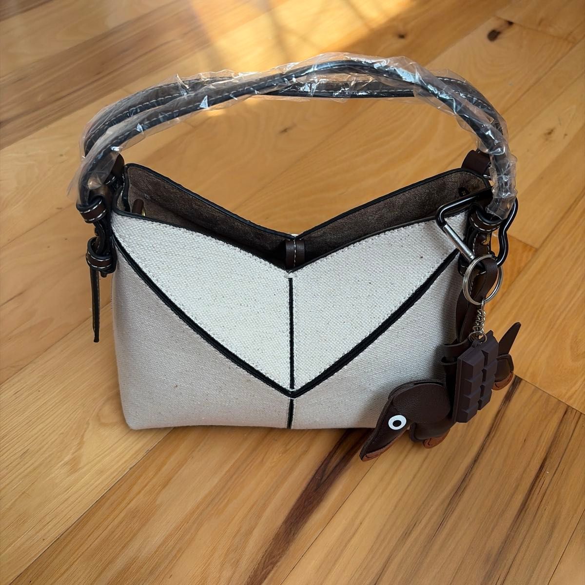 SHEIN Canvas 2-Way Shoulder Bag with Charm